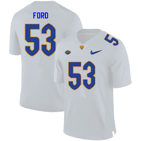 Men #53 Dorien Ford Pitt Panthers College Football Jerseys Sale-White